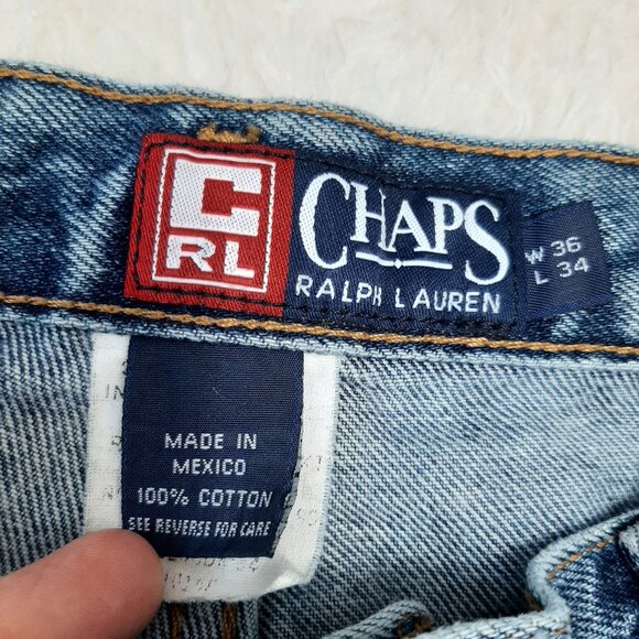 Vintage Chaps Ralph Lauren Man's Blue Relax Fit Straight Legs Denim Jeans 36/34 - Picture 8 of 10